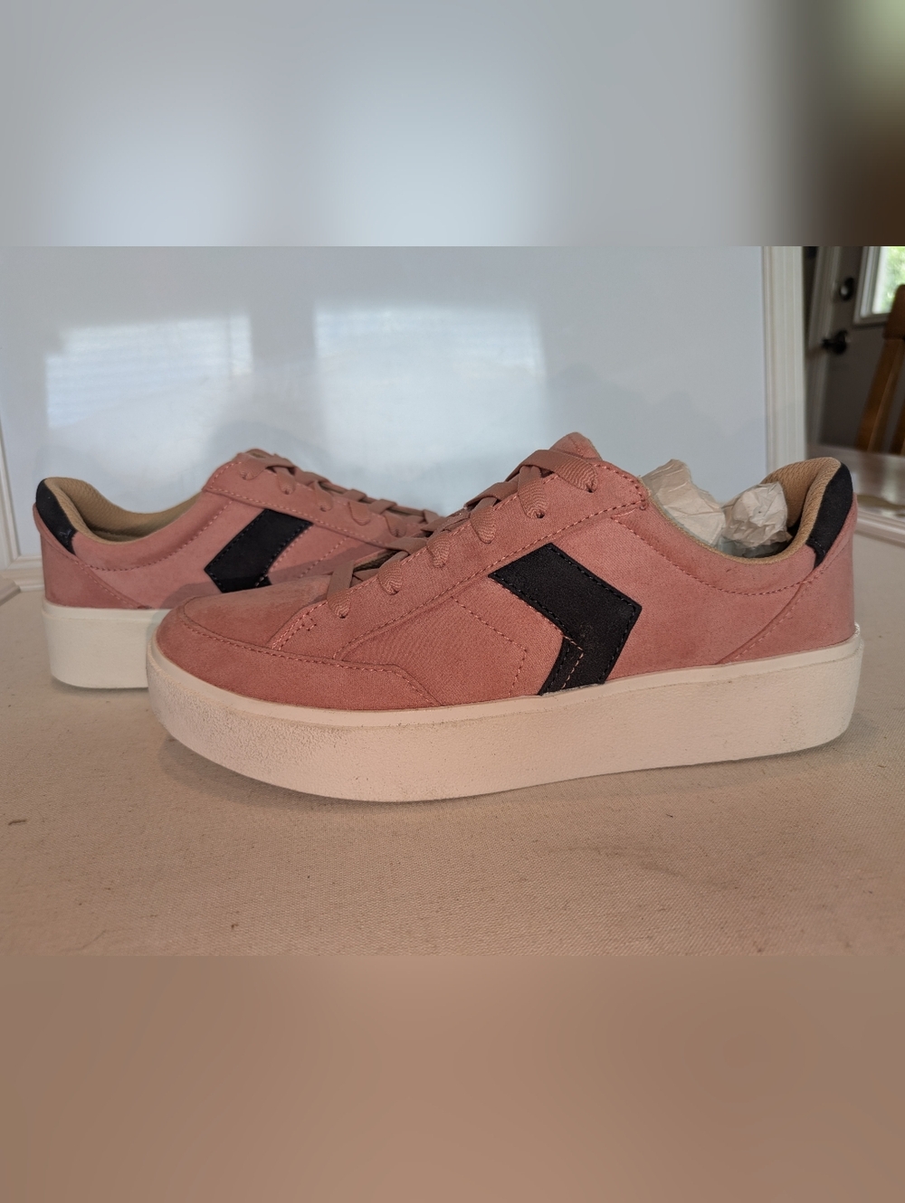 Dr. Scholl’s Madison Lace Sneakers Pink Platform Comfort Shoes 7.5 New